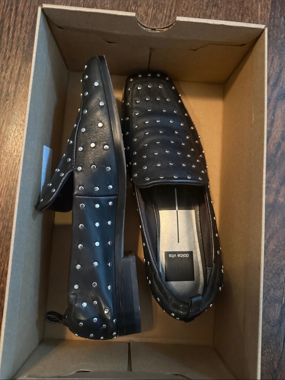 Dolce Vita Black Studded Slip-On Loafers